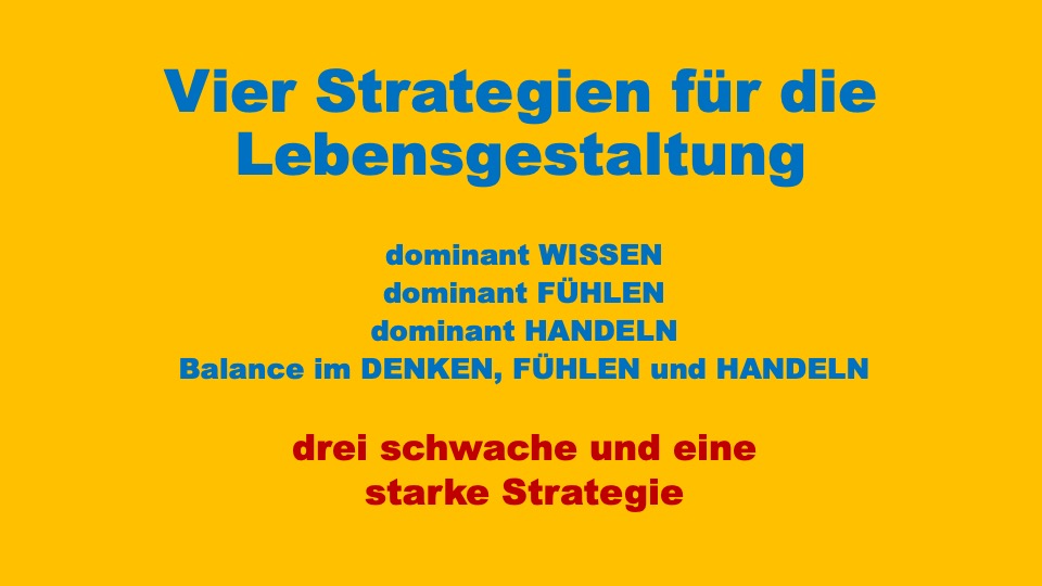 Vier Strategien für die Lebensgestaltung.